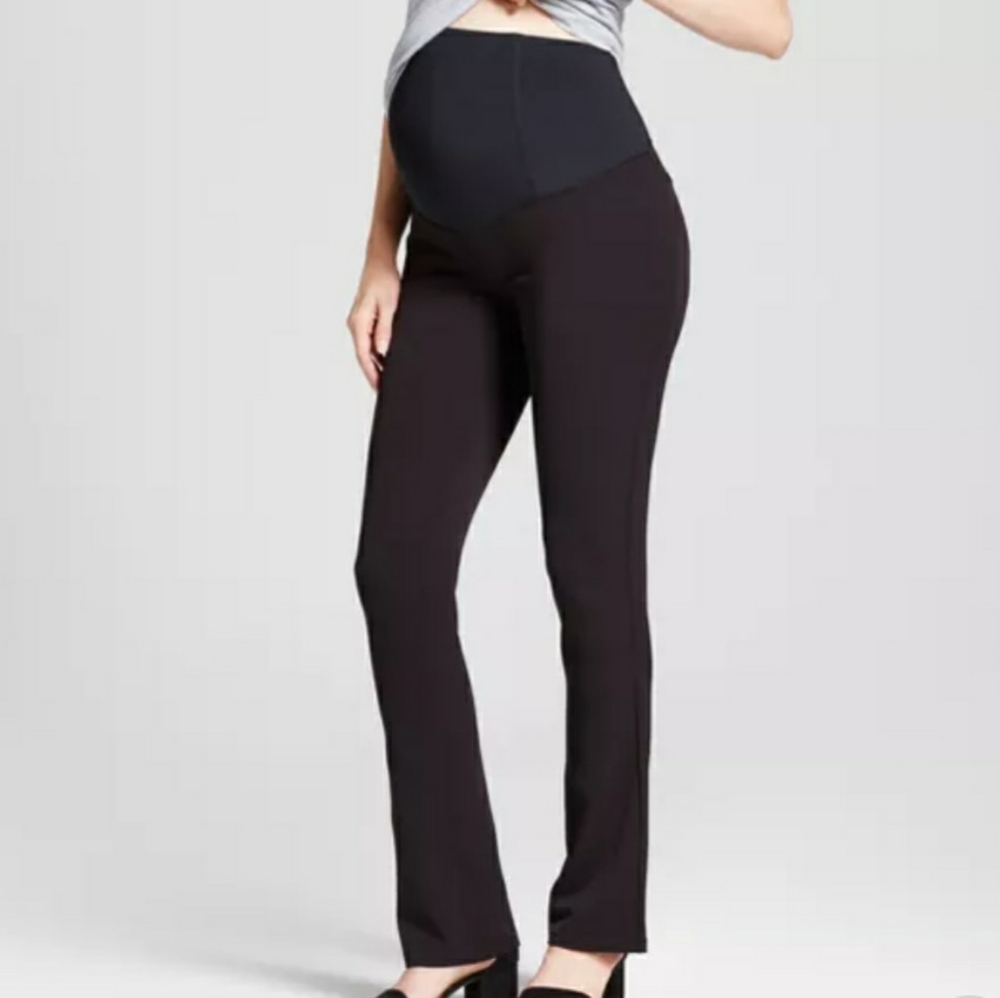 Black Maternity Crossover Panel Bootcut pants